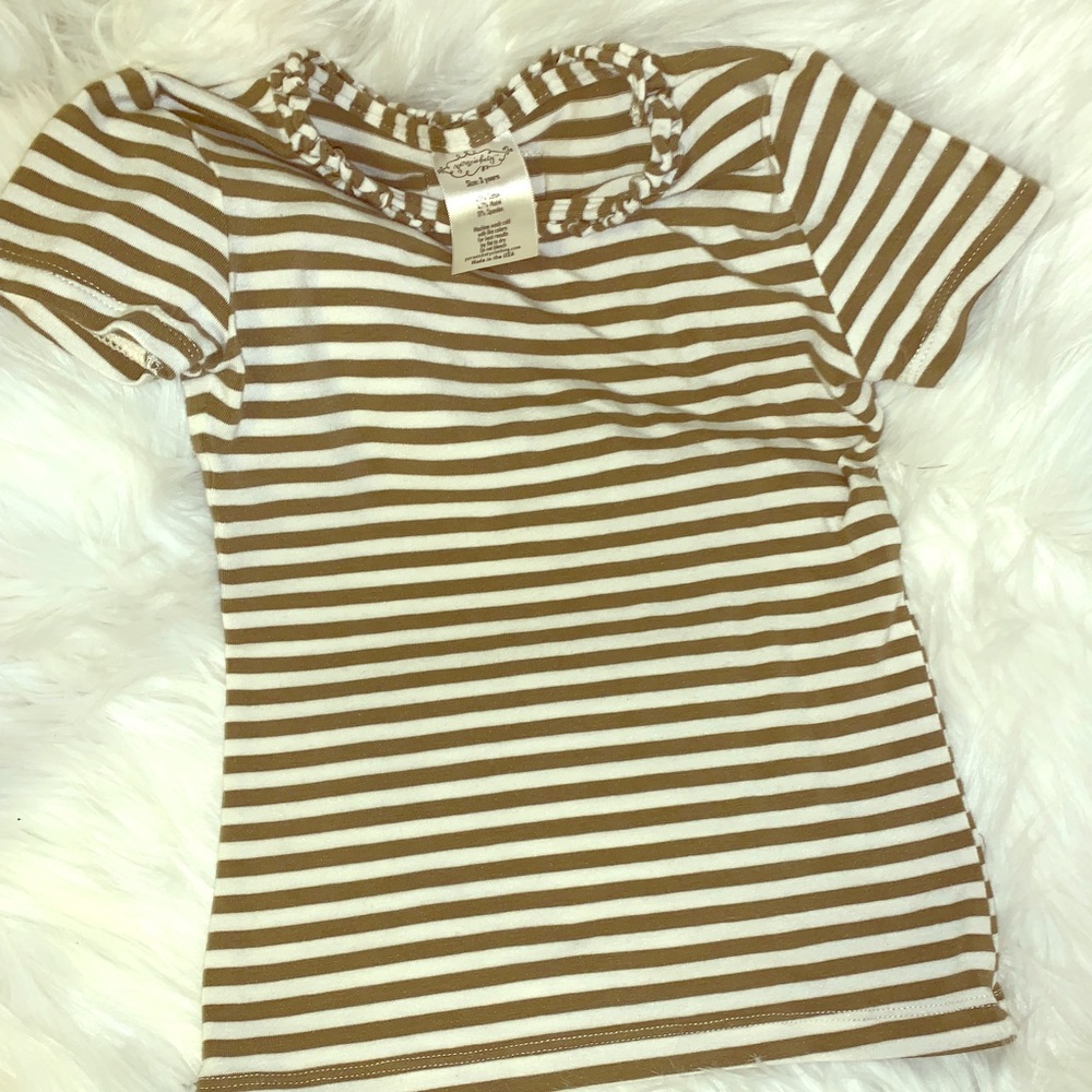 Persnickety Stripe Ruffle Neck Top 3T